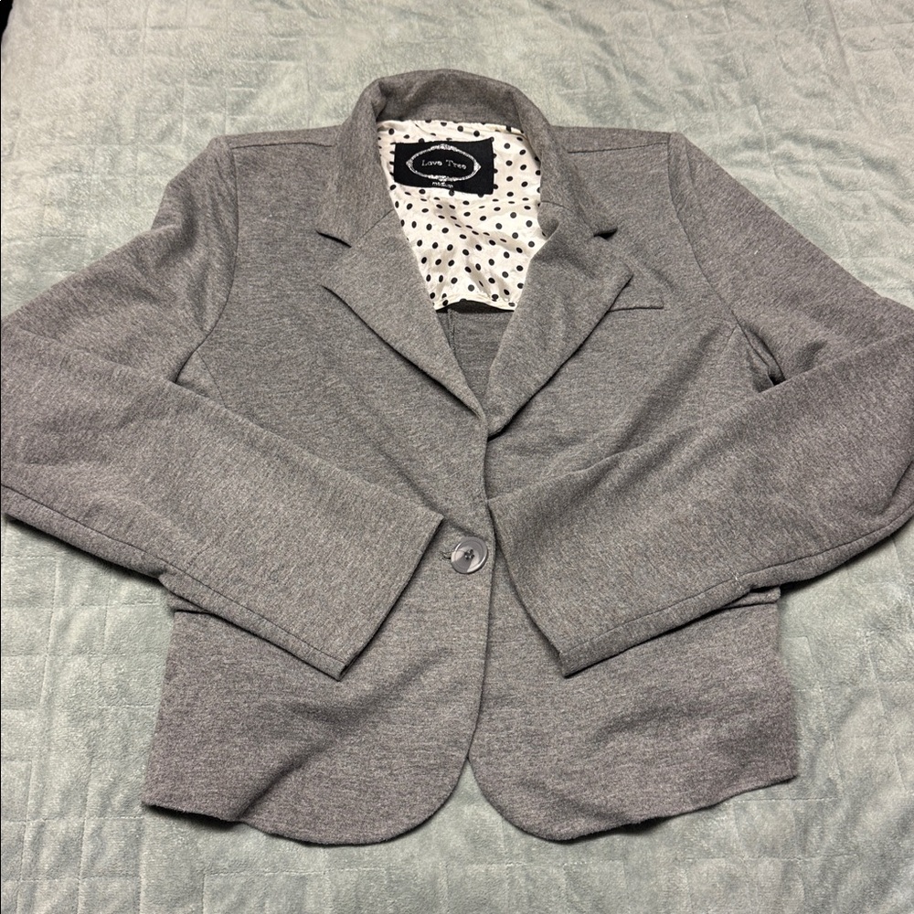 Love Tree Gray Blazer, Cotton, Soft, Classic, Size M